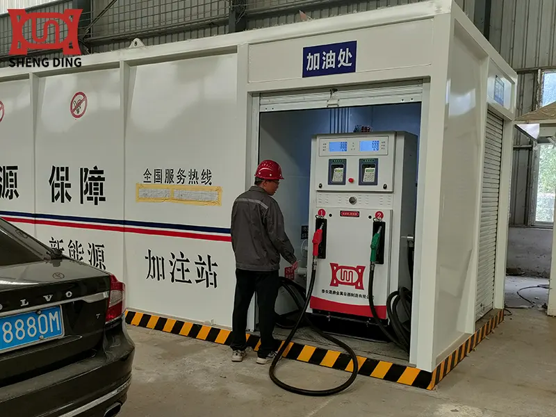 Refueling At A Skid-Mounted Gas Station Refueling At A Skid-Mounted Gas Station