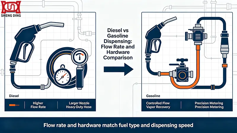 Diesel vs Gasoline Dispensing: Flow Rate and Hardware Comparison