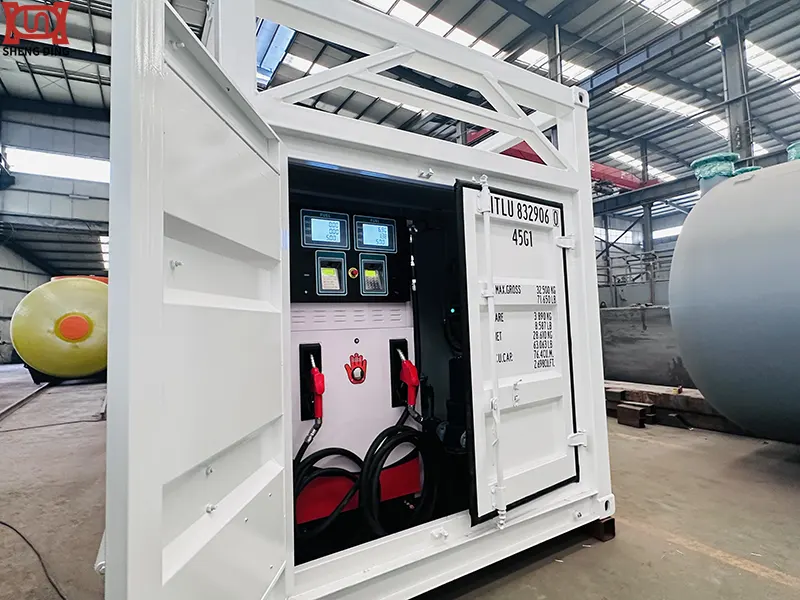 Double-wall container fuel station with built-in environmental protection Double-wall container fuel station with built-in environmental protection
